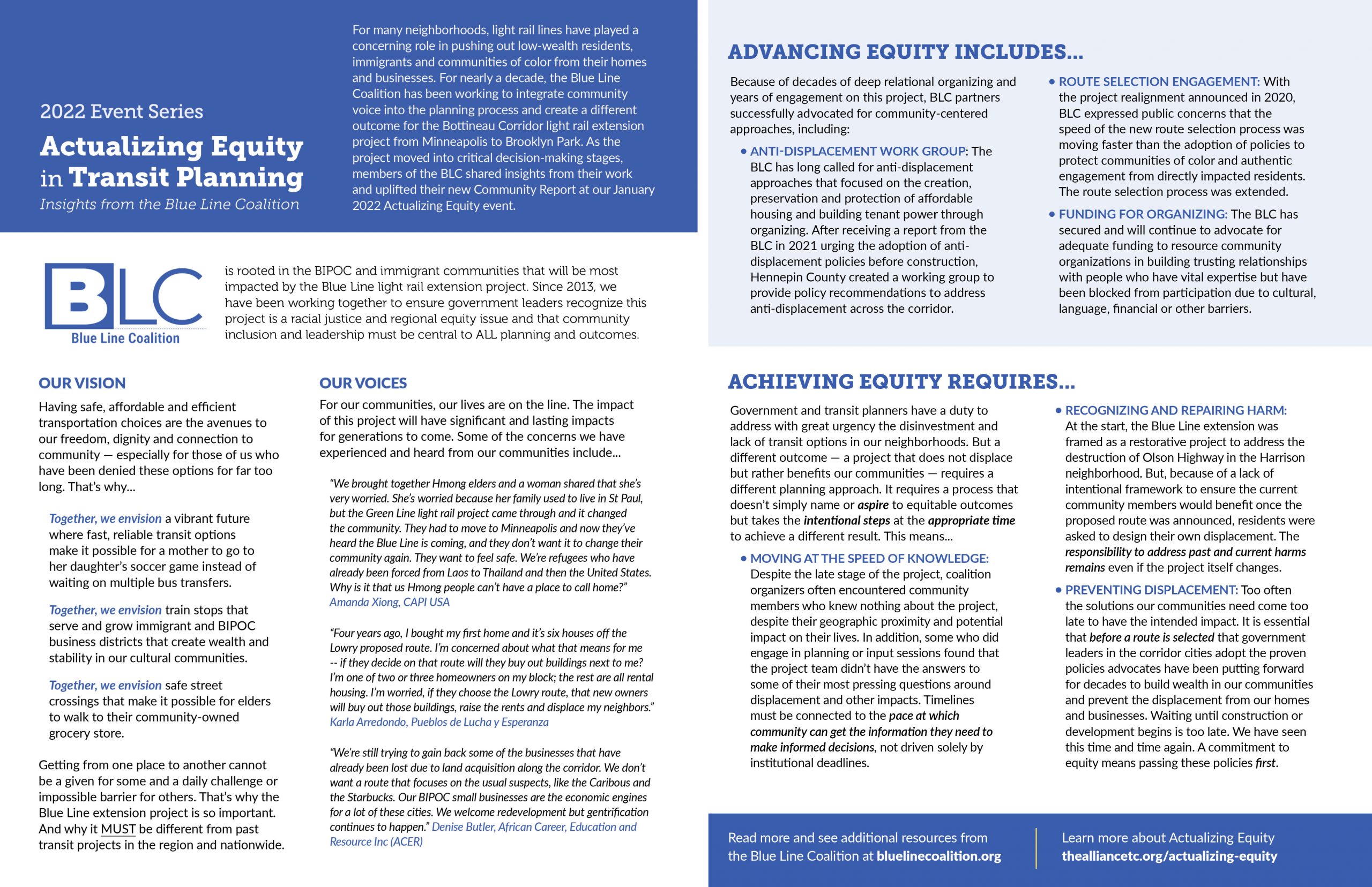 Recap Actualizing Equity in Community Organizing • The Alliance